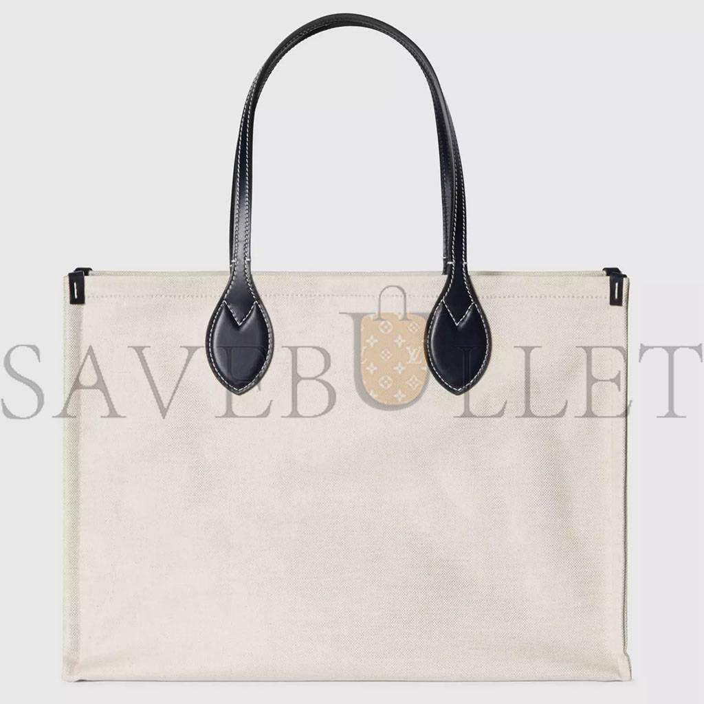 GUCCI PRINT TOTE BAG NEW BEIGE CANVAS BLACK 772176FACVW8941 (41*19*18cm)